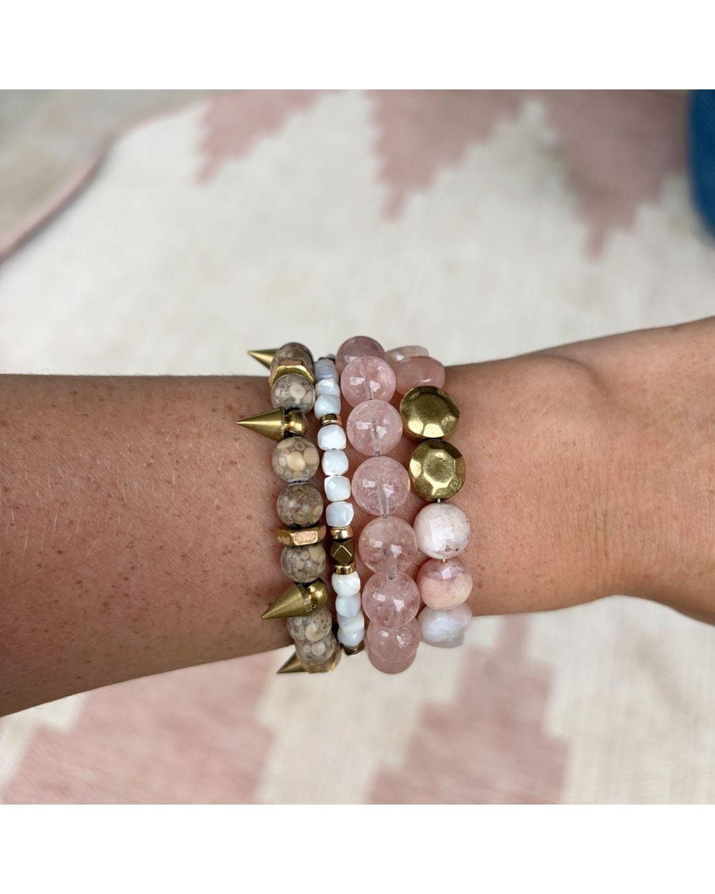 Rachel Nathan Metallic Remix: Cherry Blossom Agate Bracelet