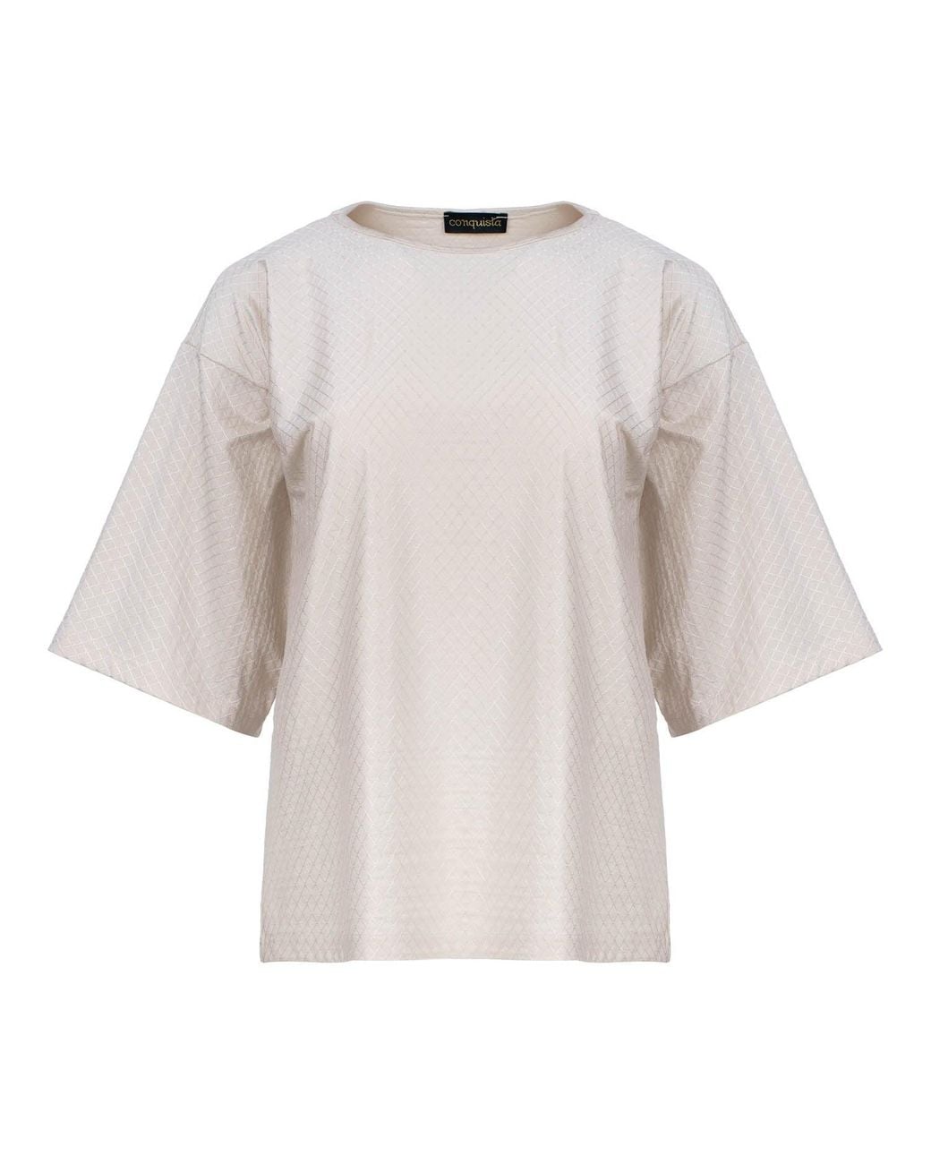 Conquista Natural Neutrals Oversized Jacquard Cotton-Blend T-Shirt With Elbow-Length Sleeves