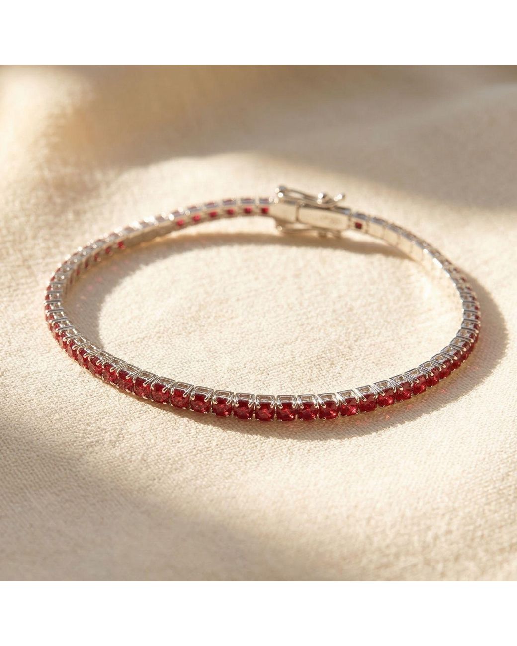 Sophelia White Garnet January Birthstone Sterling Dainty Tennis Bracelet