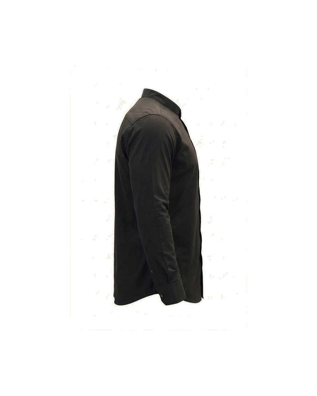 Ron Tomson Black Pure Cotton Band Collar Dress Shirt for men