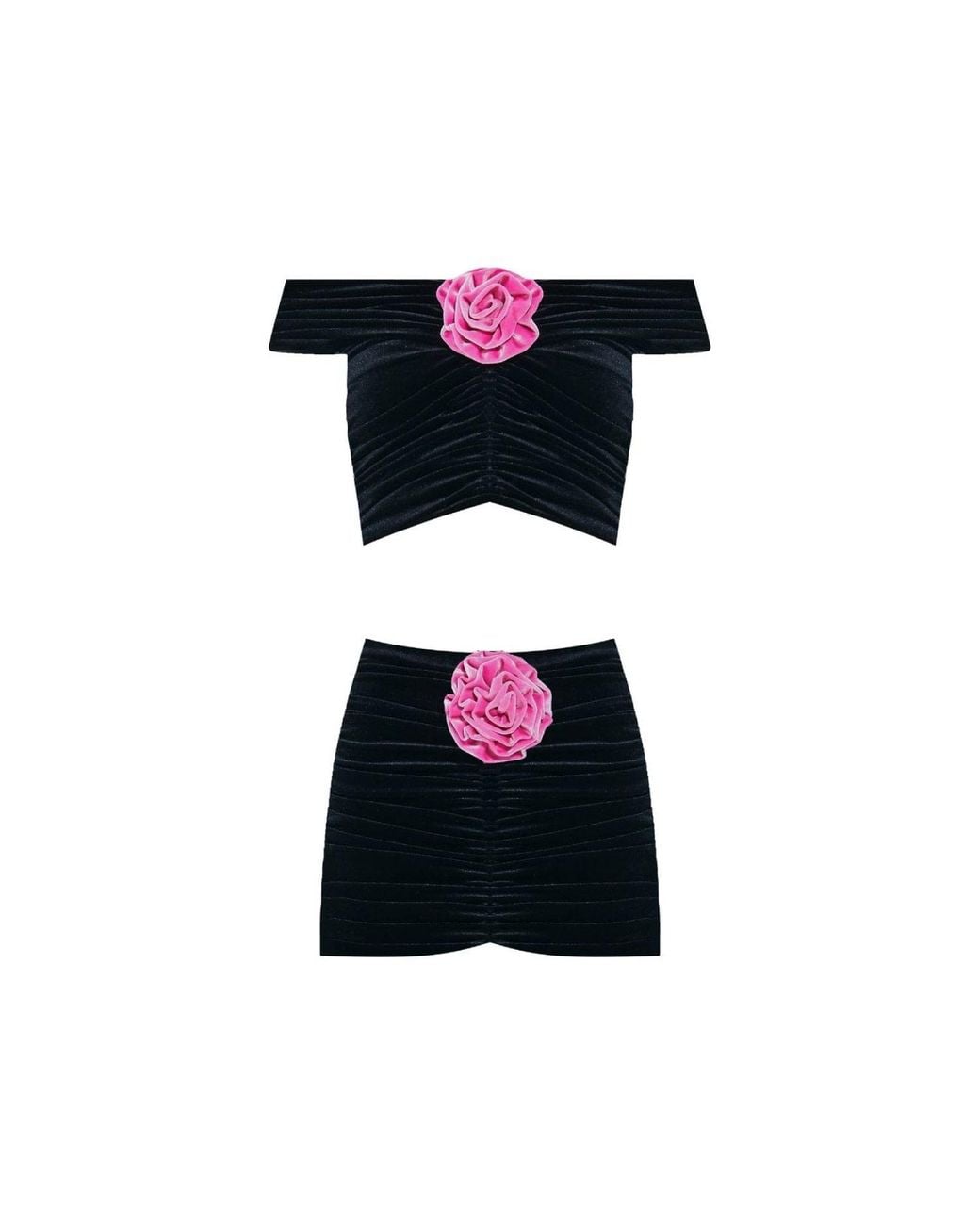 Nur Karaata Black Castille Top & Skirt Set