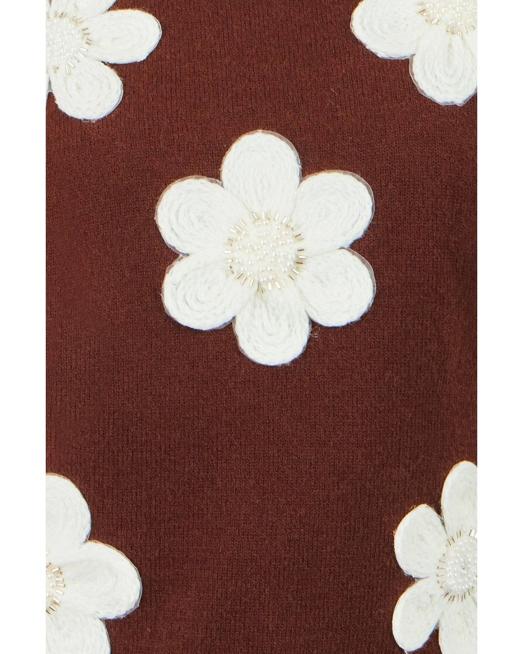 Yumi' Brown Flower Applique Knit Tank