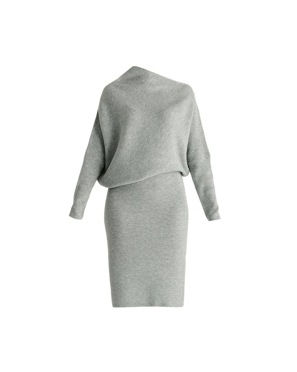 Paisie Gray Draped Knitted Dress