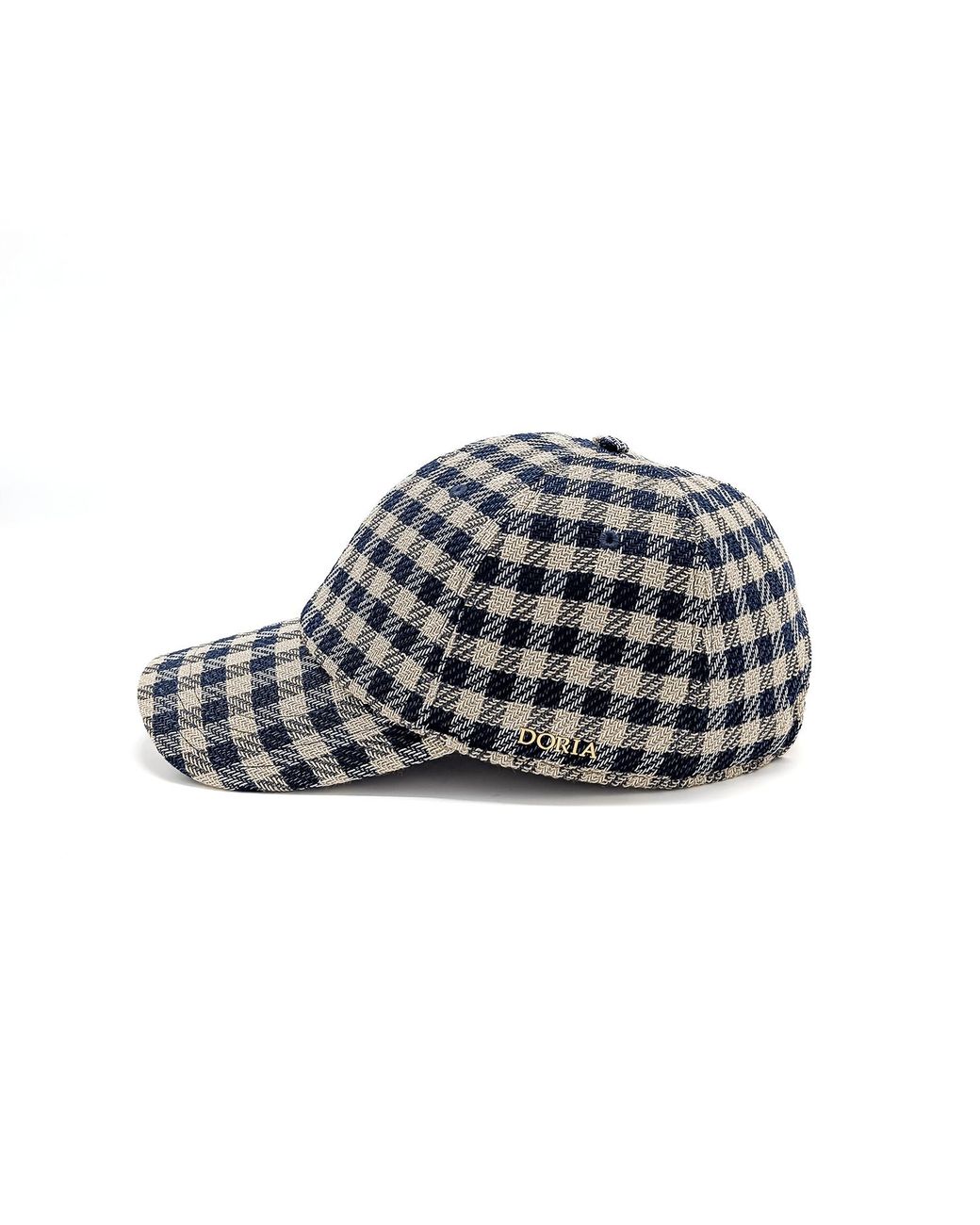 DORIA 1905 Black Tweed Check Fabric Baseball Cap for men