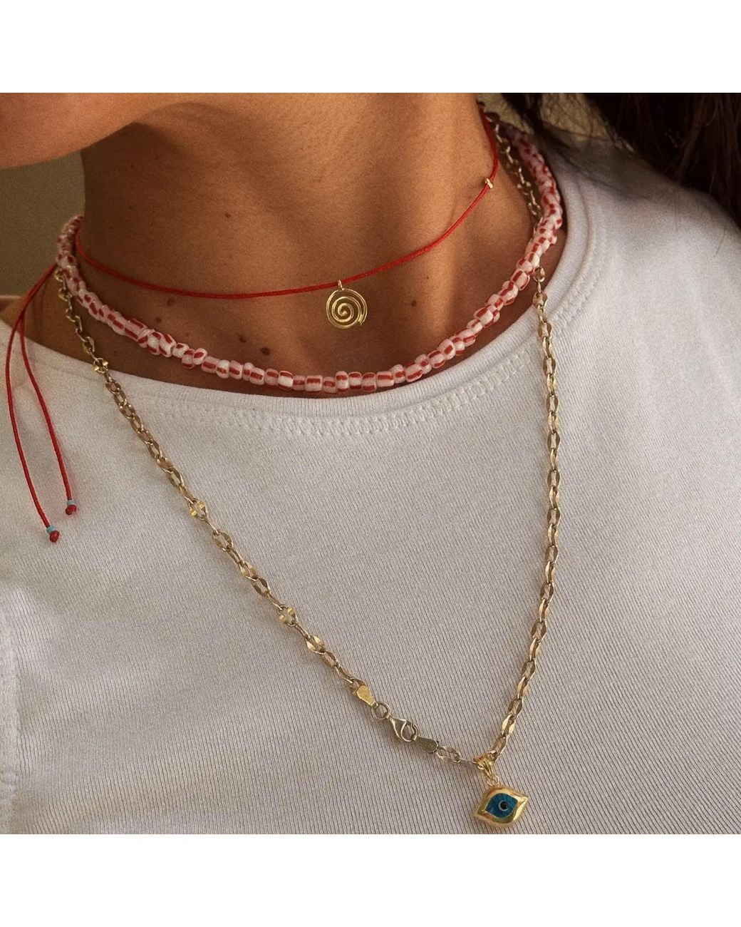 The Pheia Metallic Spiral String Necklace