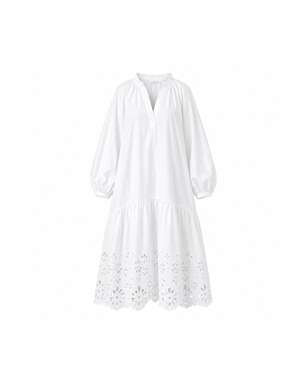 IZABELA MANDOIU White Premium Broderie Anglaise Oversized Midi Dress