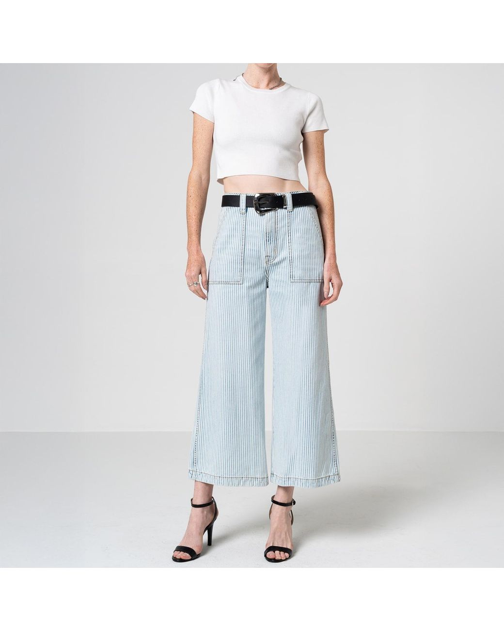 NOEND Blue Avery Cropped Wide Trouser