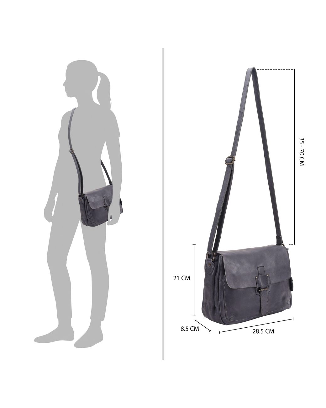 Lloyd Baker Gray Georgia Leather Crossbody Bag