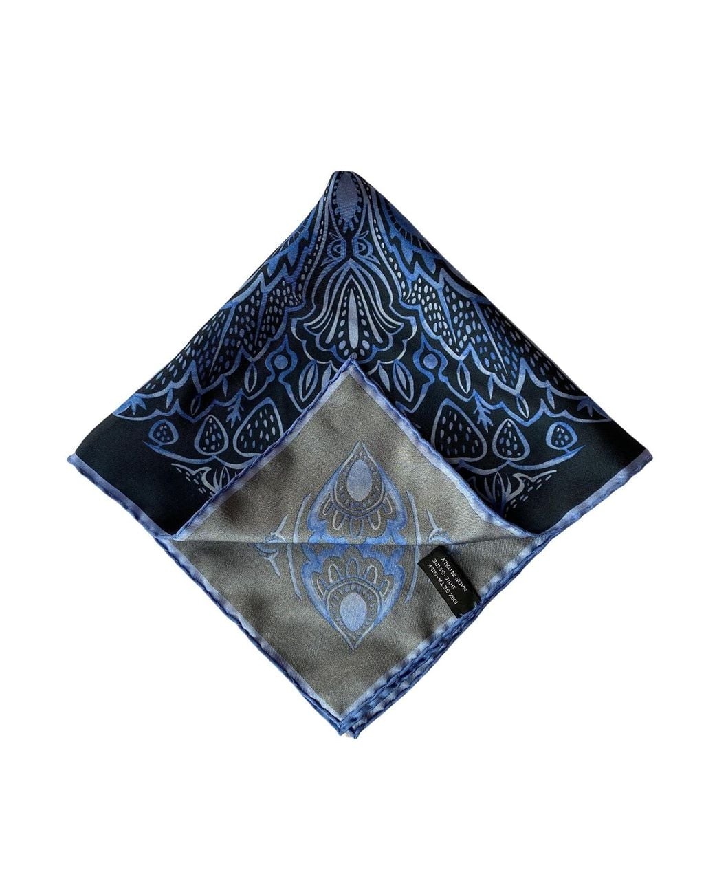 Ralufineart Blue Silk Neckerchief Asymmetric