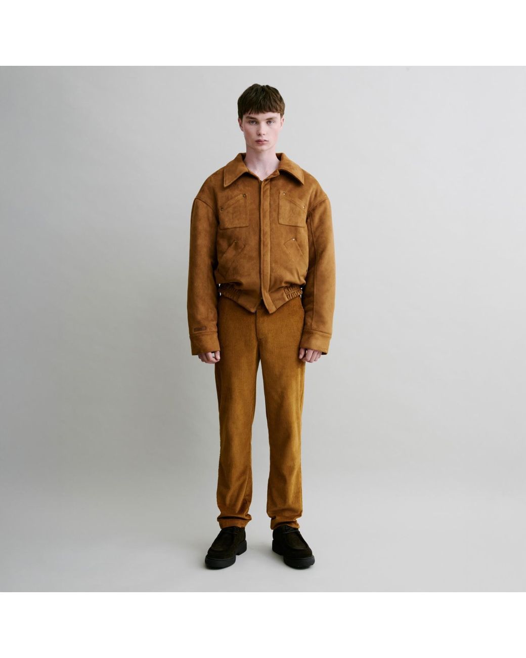 Luroq London Brown Straight Cord Trousers for men