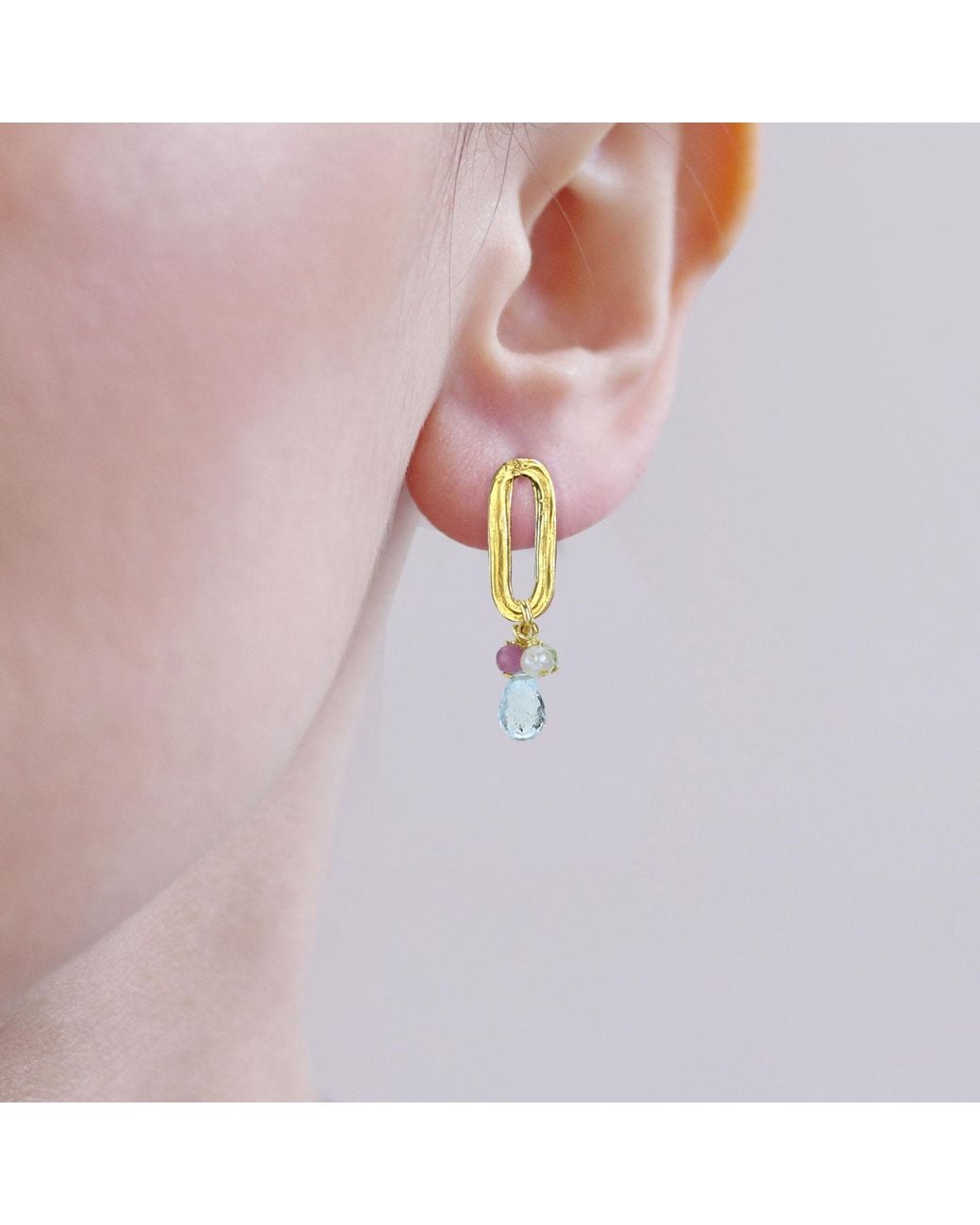 MOUNIR LONDON Metallic Delicate Stud Semi-Precious Cluster Earrings