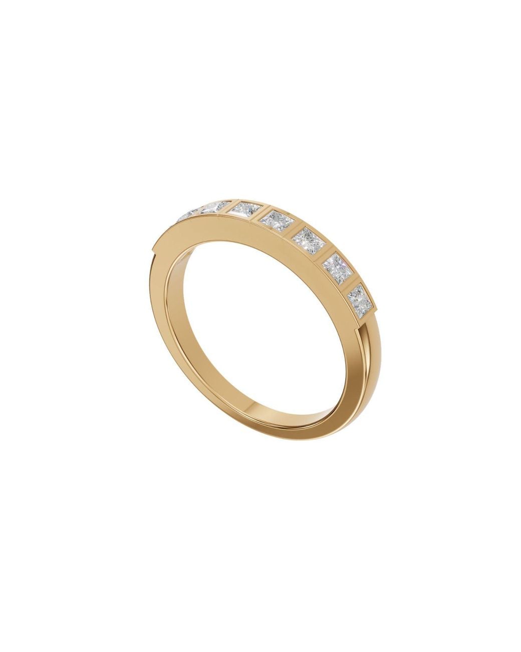 Aya Fine Jewelry Metallic Wren Princess Cut Lab Grown Diamond Channel- Set Stacking Band Ring