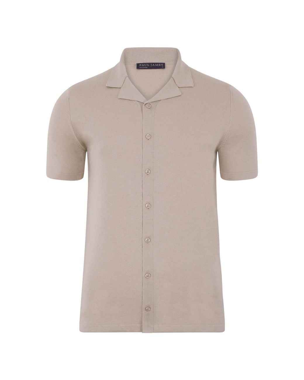 Paul James Knitwear Gray Ultra Fine Cotton Cuban Collar Varadero Shirt for men