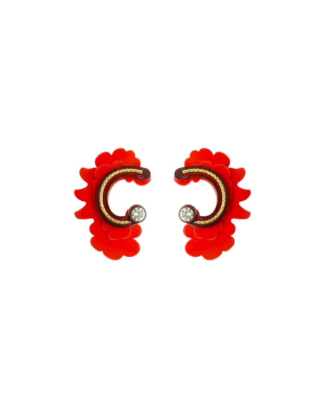 Gissa Bicalho Red Handmade Acrylic Earring Flower Ella