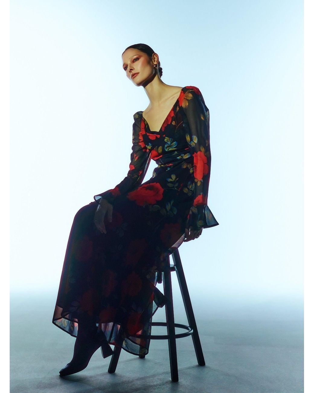 Sour Figs Red Floral Long-Sleeve Maxi Dress