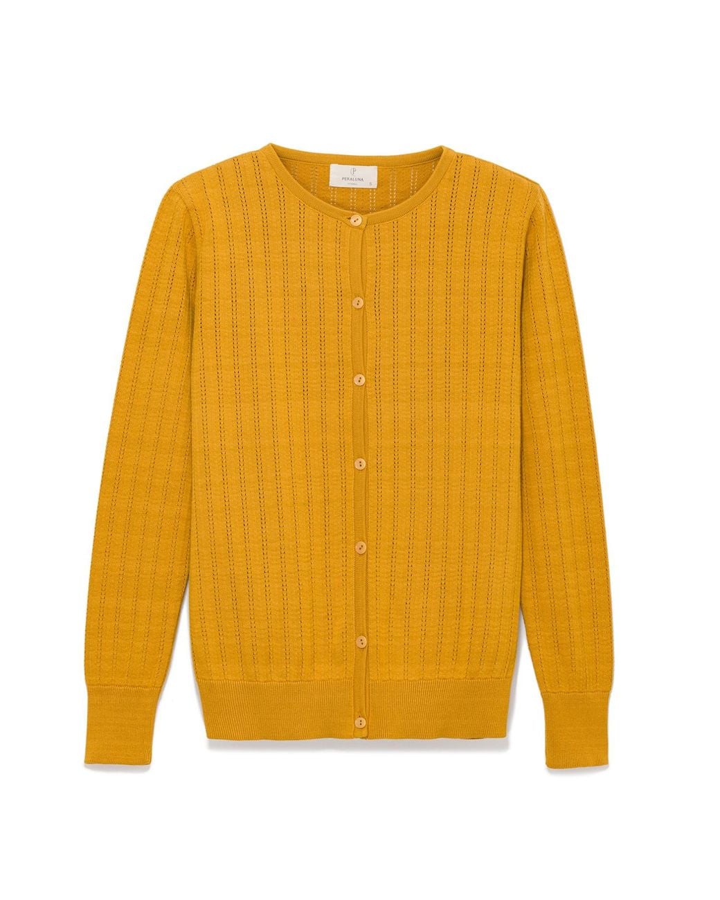 Peraluna Yellow Celine Openwork Knit Cardigan