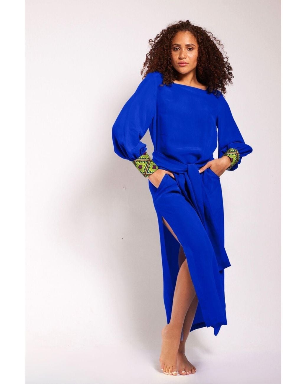 Yomisma Blue She's A Royal Chiapas Embroidered Kaftan — Artisanal Handcrafted Resort Dress