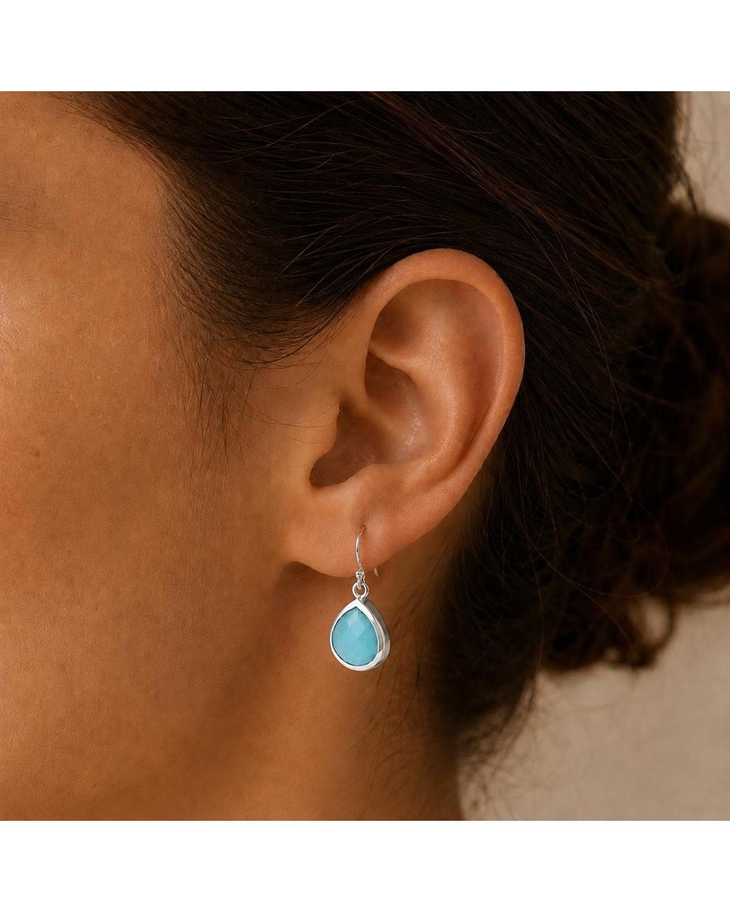 The Jewellery Store London Blue Sterling Pear Shaped Aqua Chalcedony Jewellery Set
