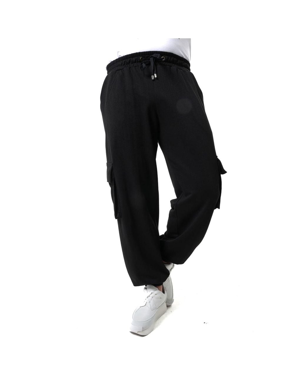 Metamorph Black Cotton Cargo Trousers for men