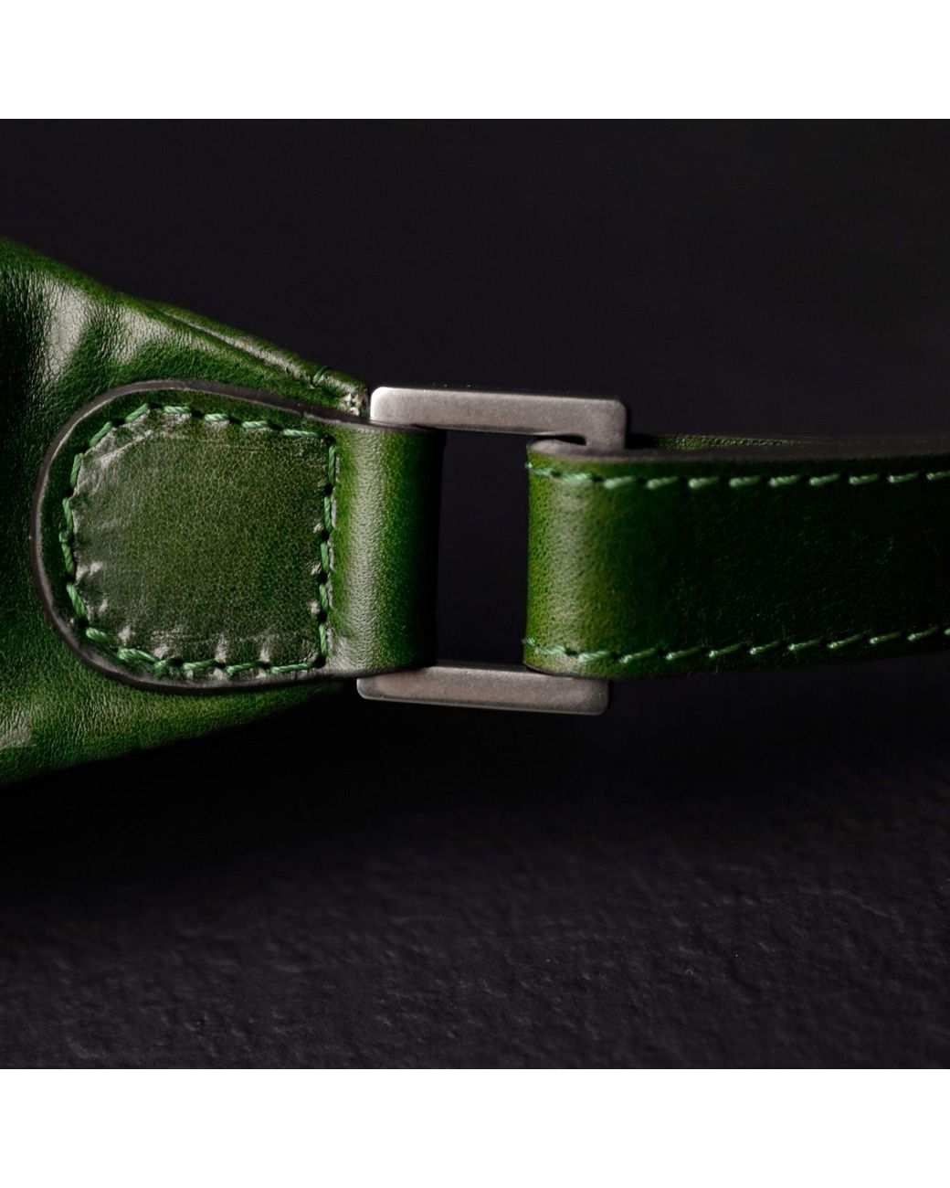 Time Resistance Green Leather Sling Bag Belly Bag for men