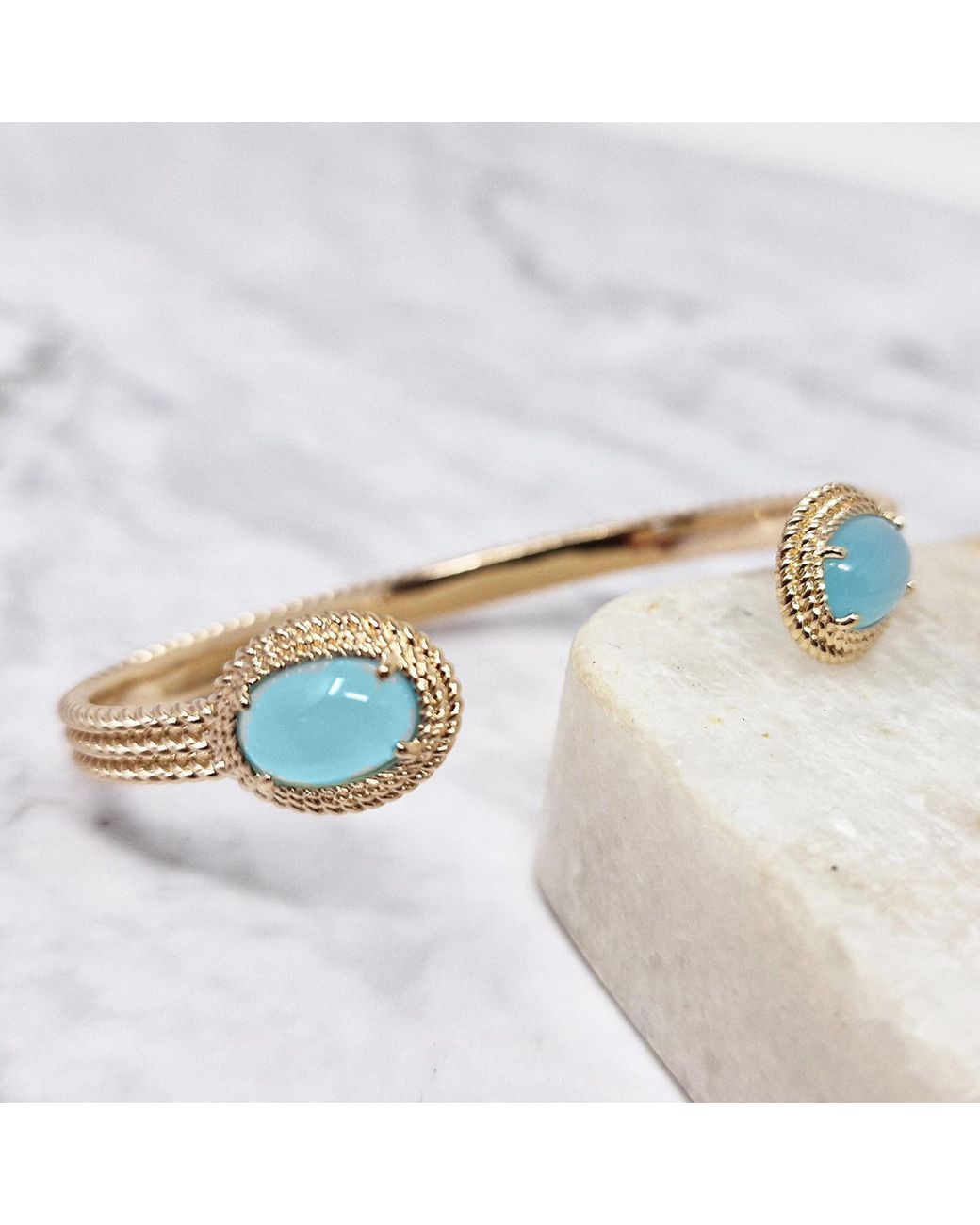 Harfi Metallic Vermeil Plated Agate Gemstone Crystal Statement Bangle