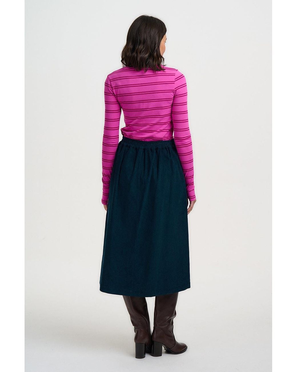 Sugarhill Blue Deirdre Cord Midi Skirt
