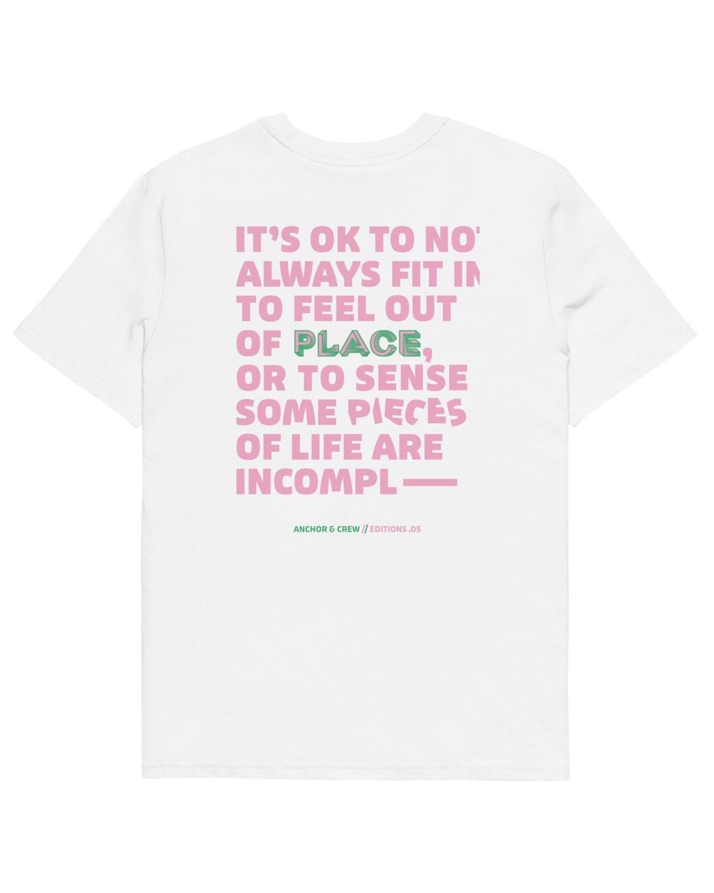 Anchor and Crew Pink Five It's Ok Editions Organic Cotton T-Shirt for men