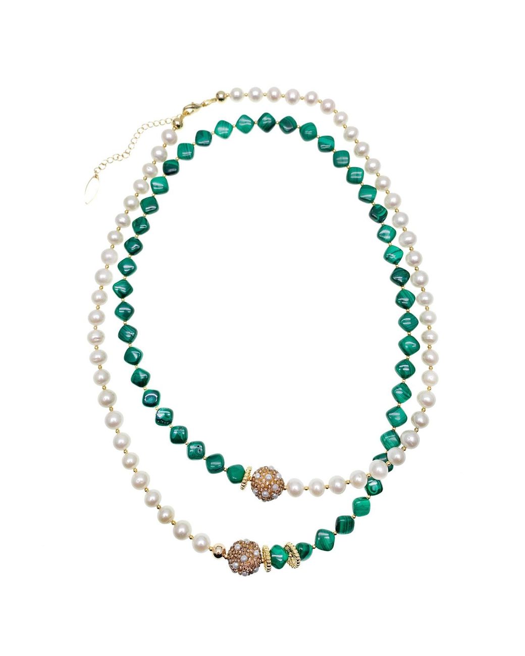 Farra Multicolor Malachite With Freshwater Pearls Multi-way Necklace