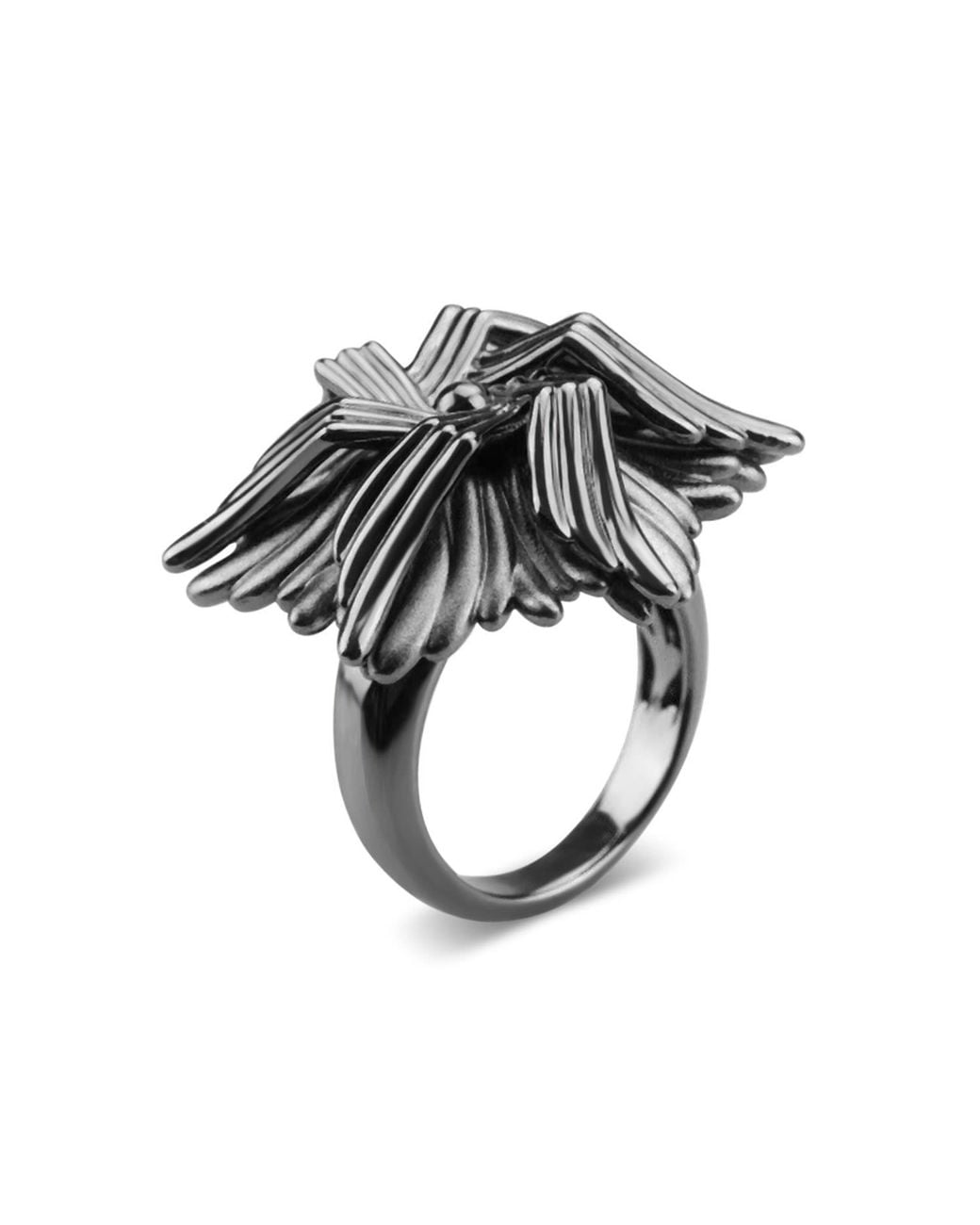 Bellus Domina Black Rhodium Plated Sea Flower Ring