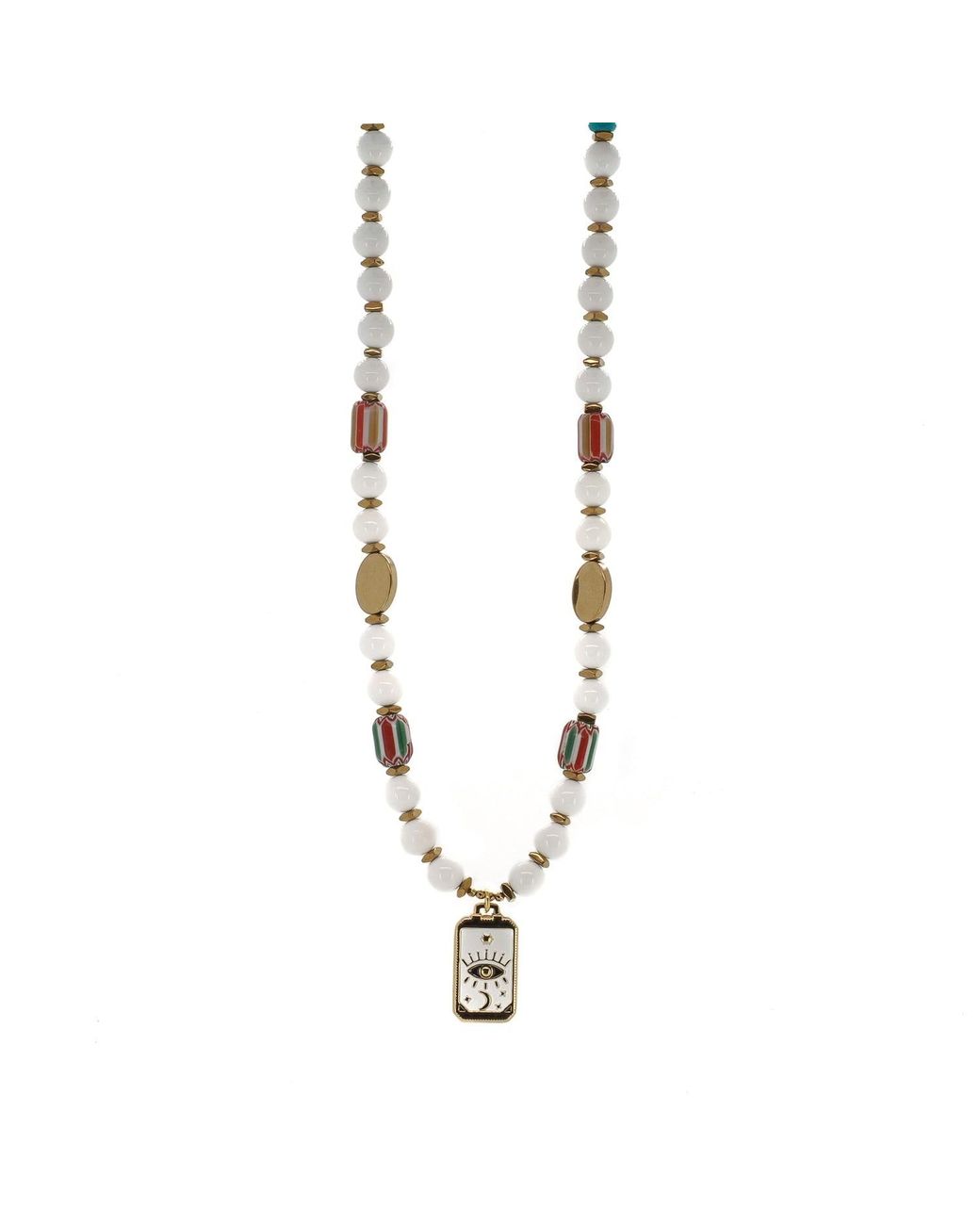 Ebru Jewelry Metallic Mystic Eye Tarot Jade Talisman Choker Necklace
