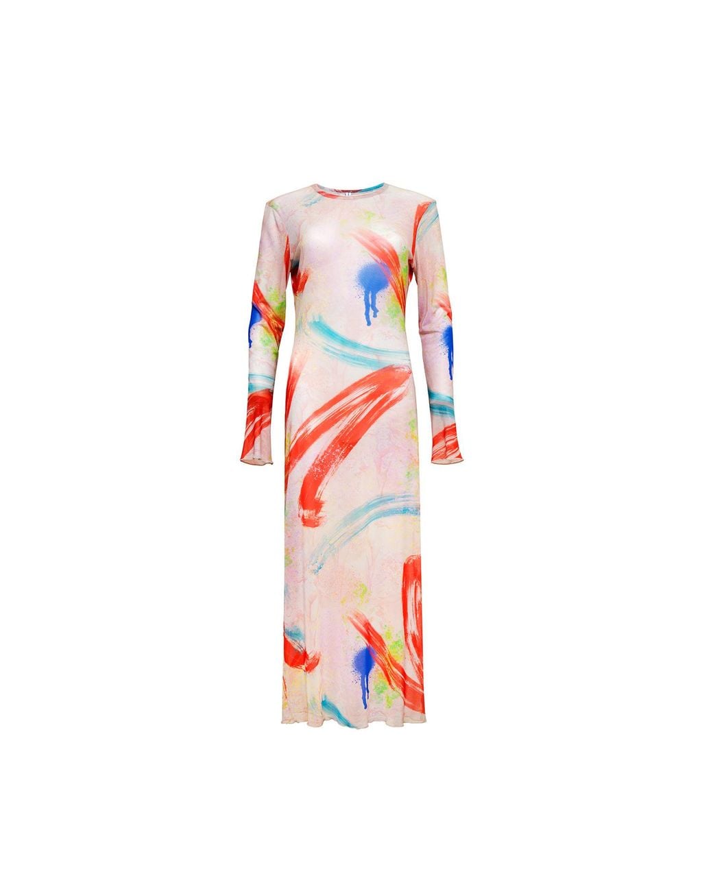 Audrey Vallens Red Brush Stroke Mesh Dress
