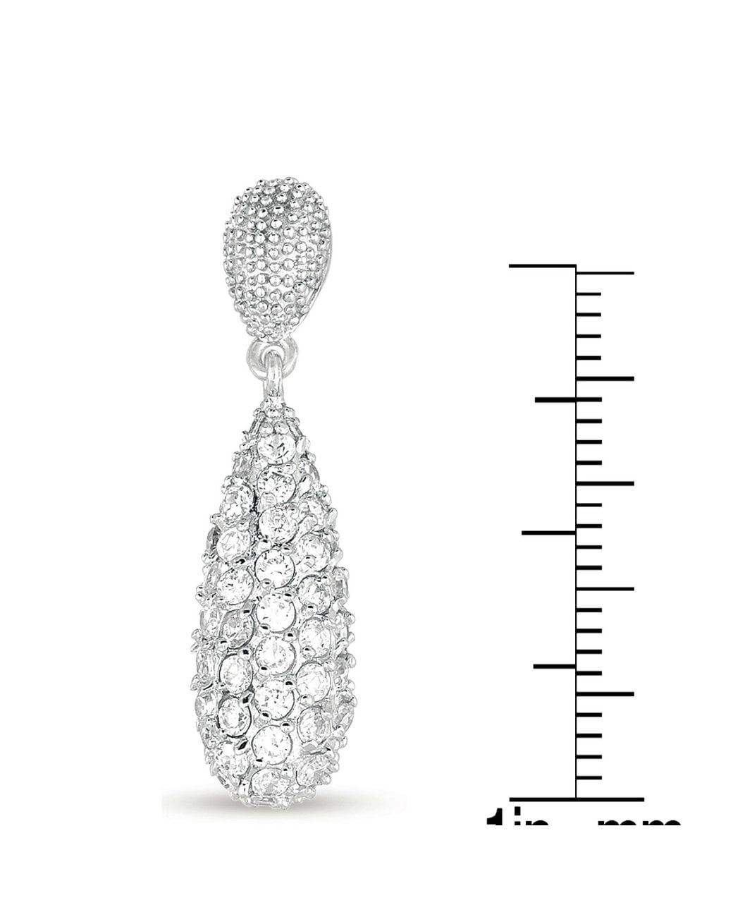 Genevive Jewelry White Classic Sterling Cubic Zirconia Pear Drop Earrings