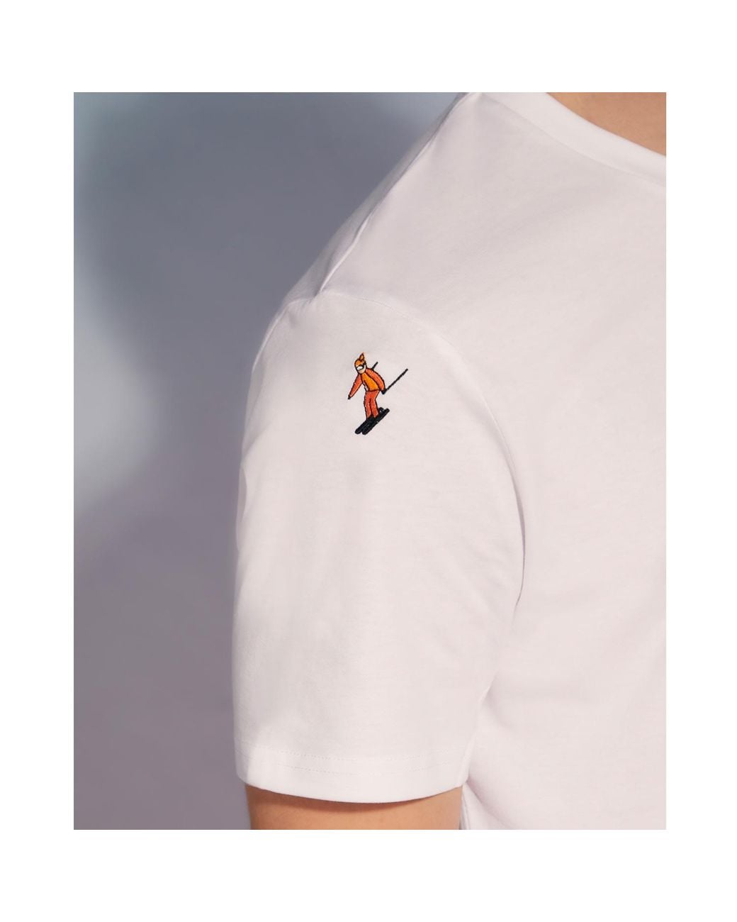 INGMARSON White Skiers Embroidered T-Shirt for men