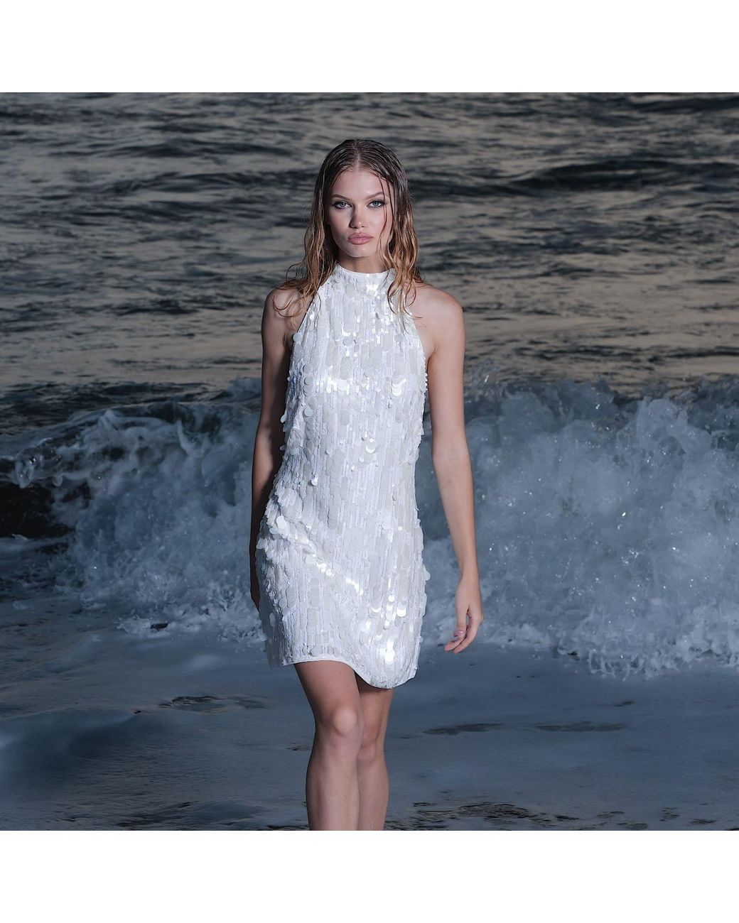 OW Collection White Wynn Sequin Mini Dress
