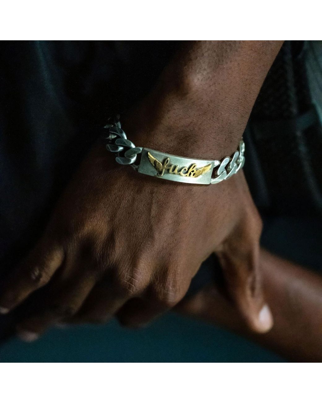 Cartography Metallic Flying Fuck Identification Bracelet for men