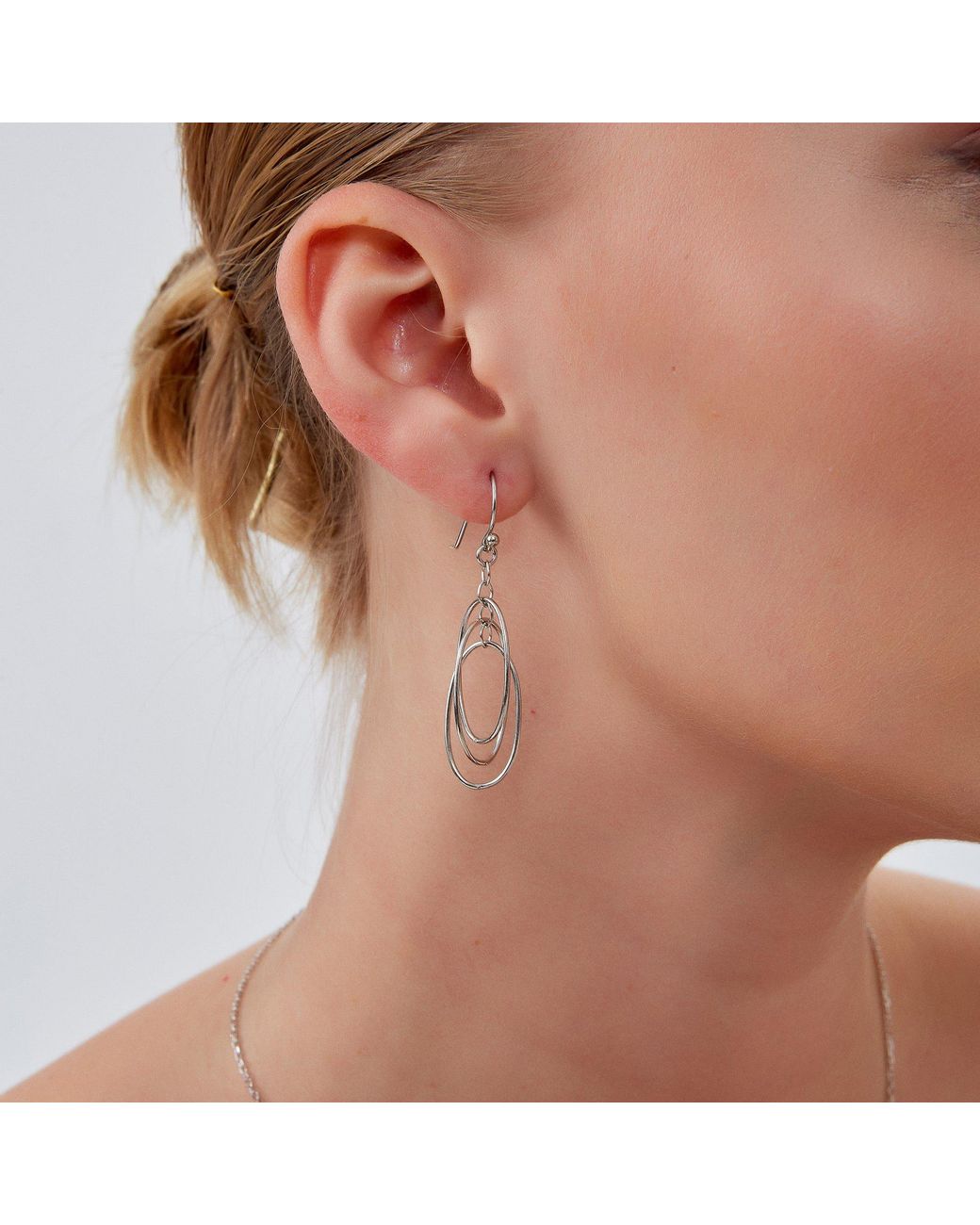 Spero London White Nested Loop 3D Drop Earrings