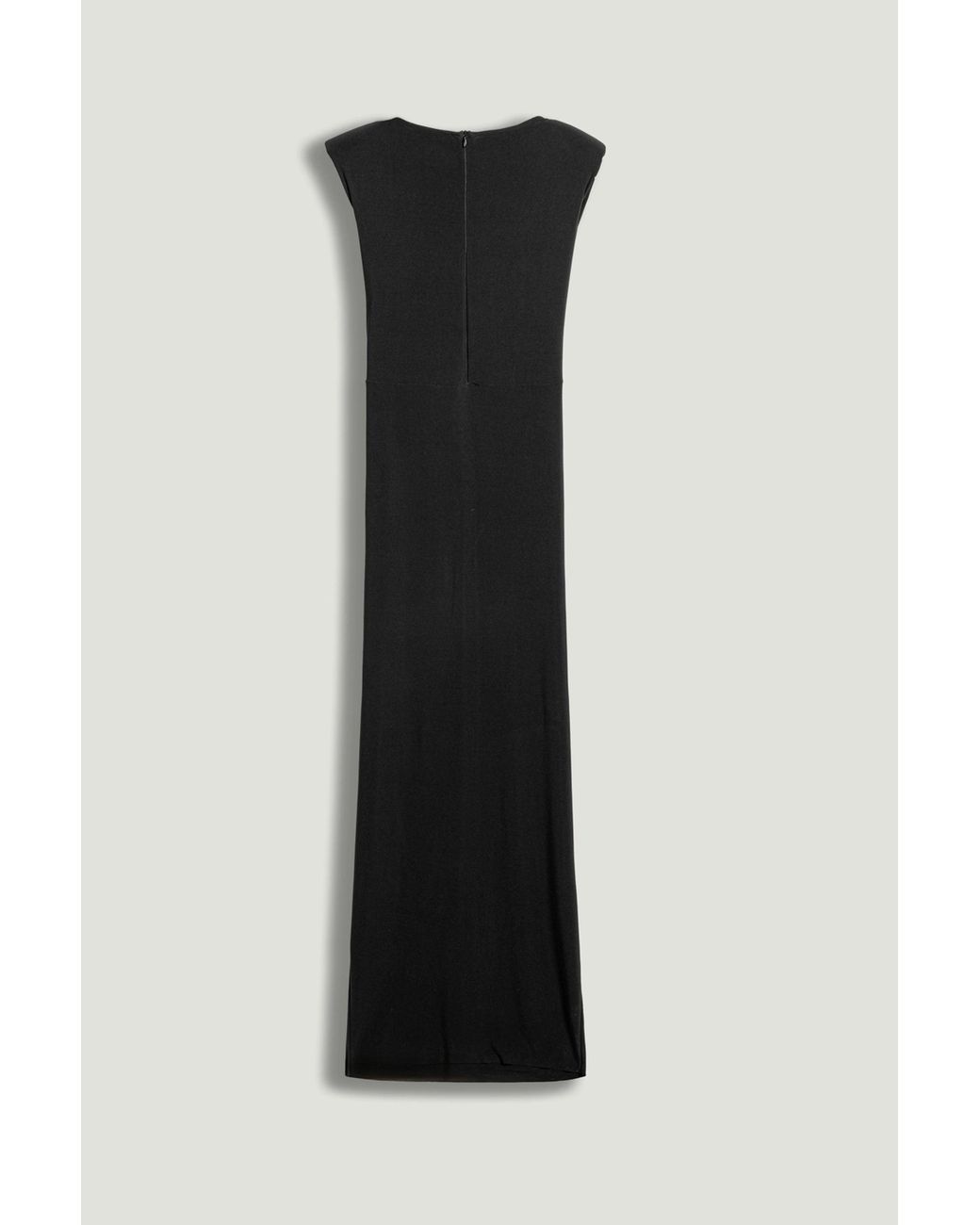 Nocturne Black Ruched Side-Slit Maxi Dress