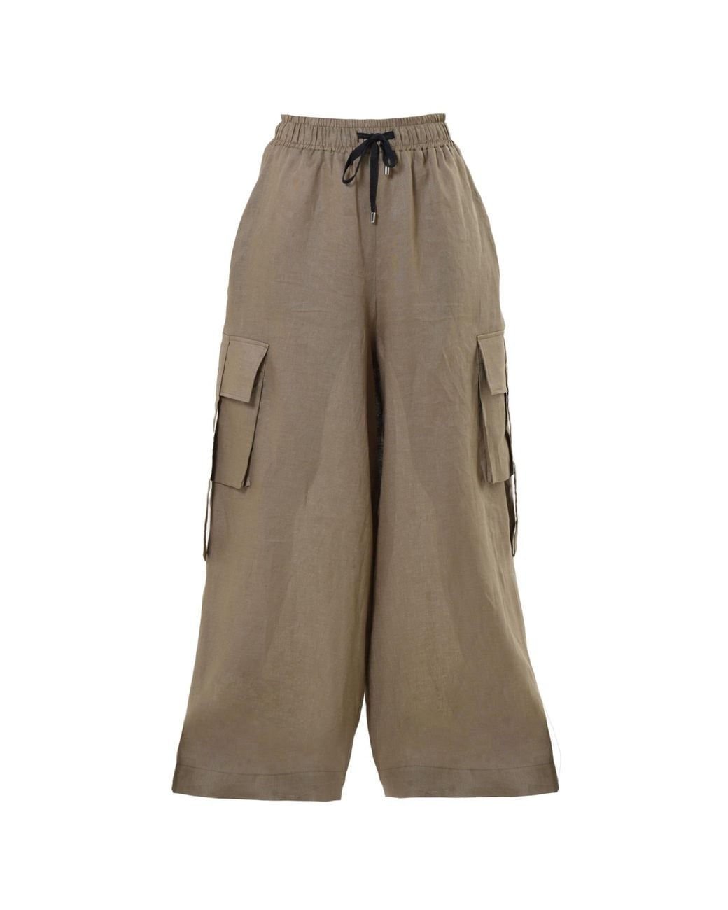 Metamorph Gray Linen Cargo Palazzo Trousers
