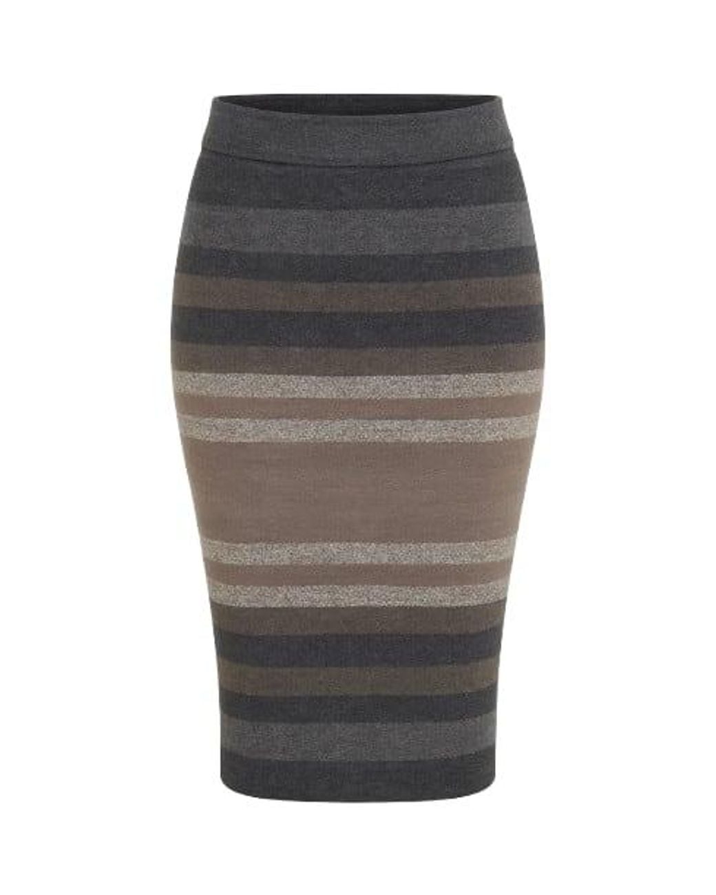 Conquista Gray Chic Striped Skirt