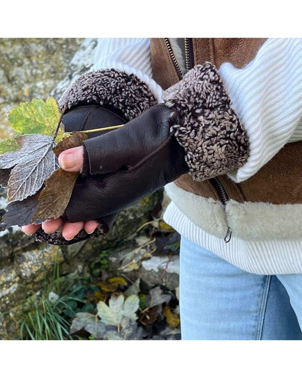 Owen Barry Brown Tube Mittens Sheepskin Hurricane