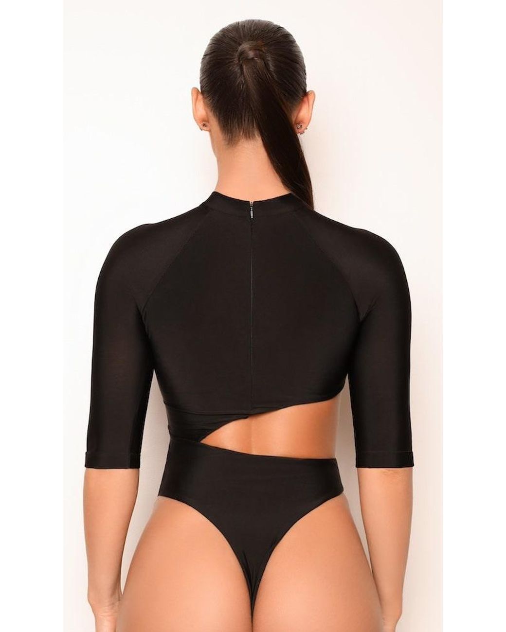 Moda Glam Red Side Cut Out Bodysuit- Burgundy