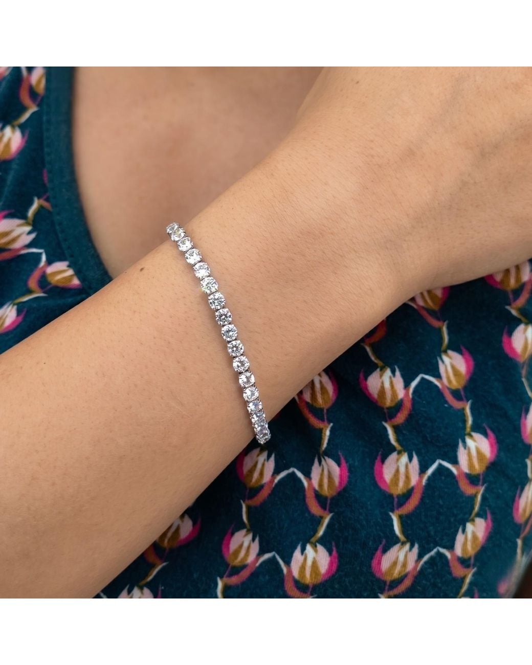 Spero London Metallic Sterling Silver Tennis Bracelet