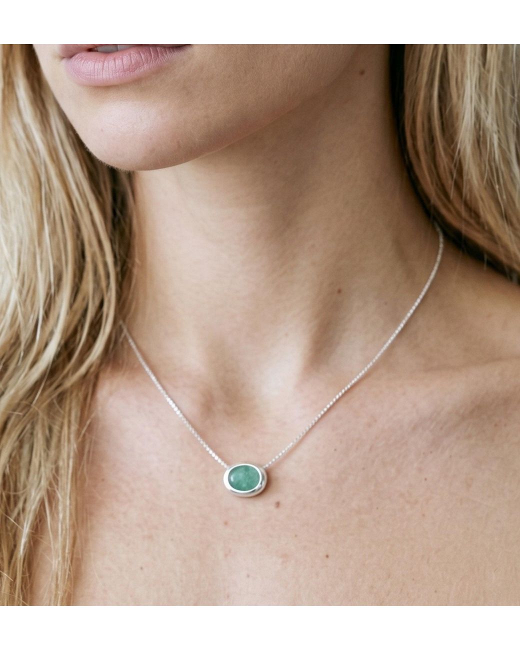 Uchi and Soto White Enso Amazonite & 925 Sterling Necklace