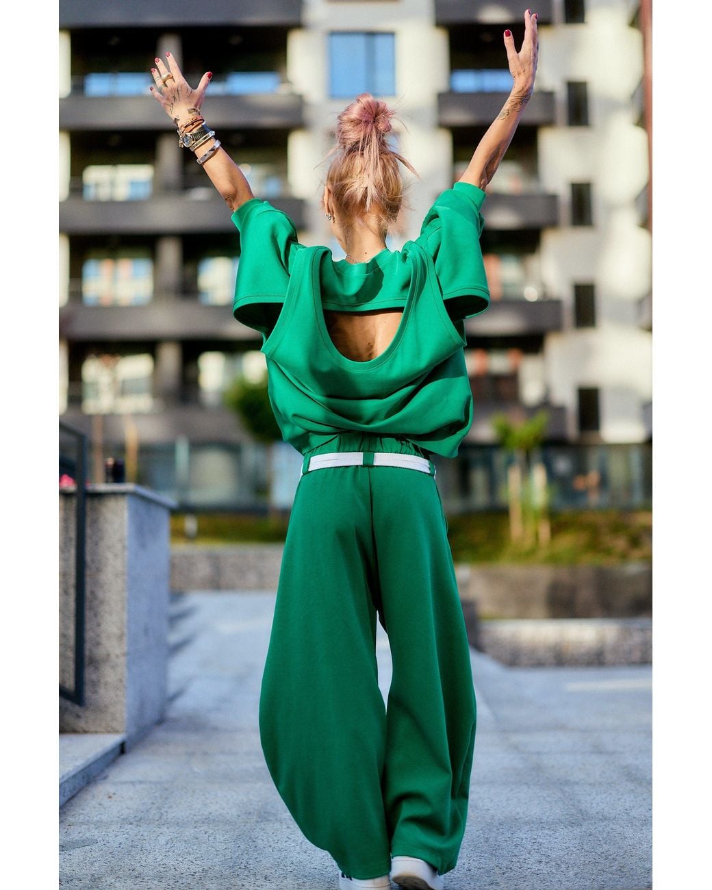 Clothes by Locker Room Green Oversized Sweat Set With Open Back