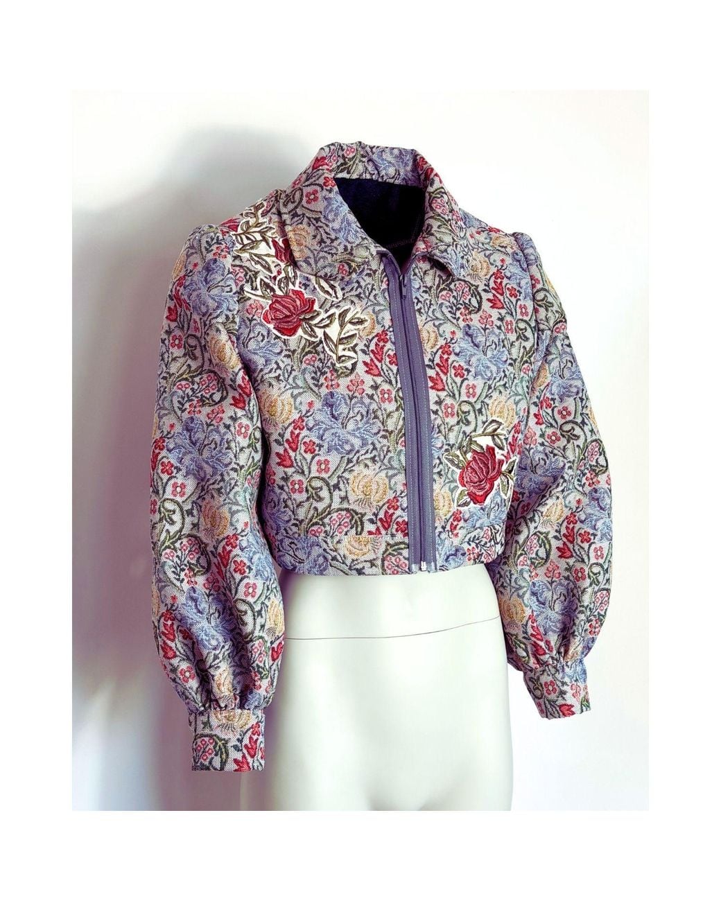 Couture to Your Door Multicolor Upcycled Tapestry Jacket Sky
