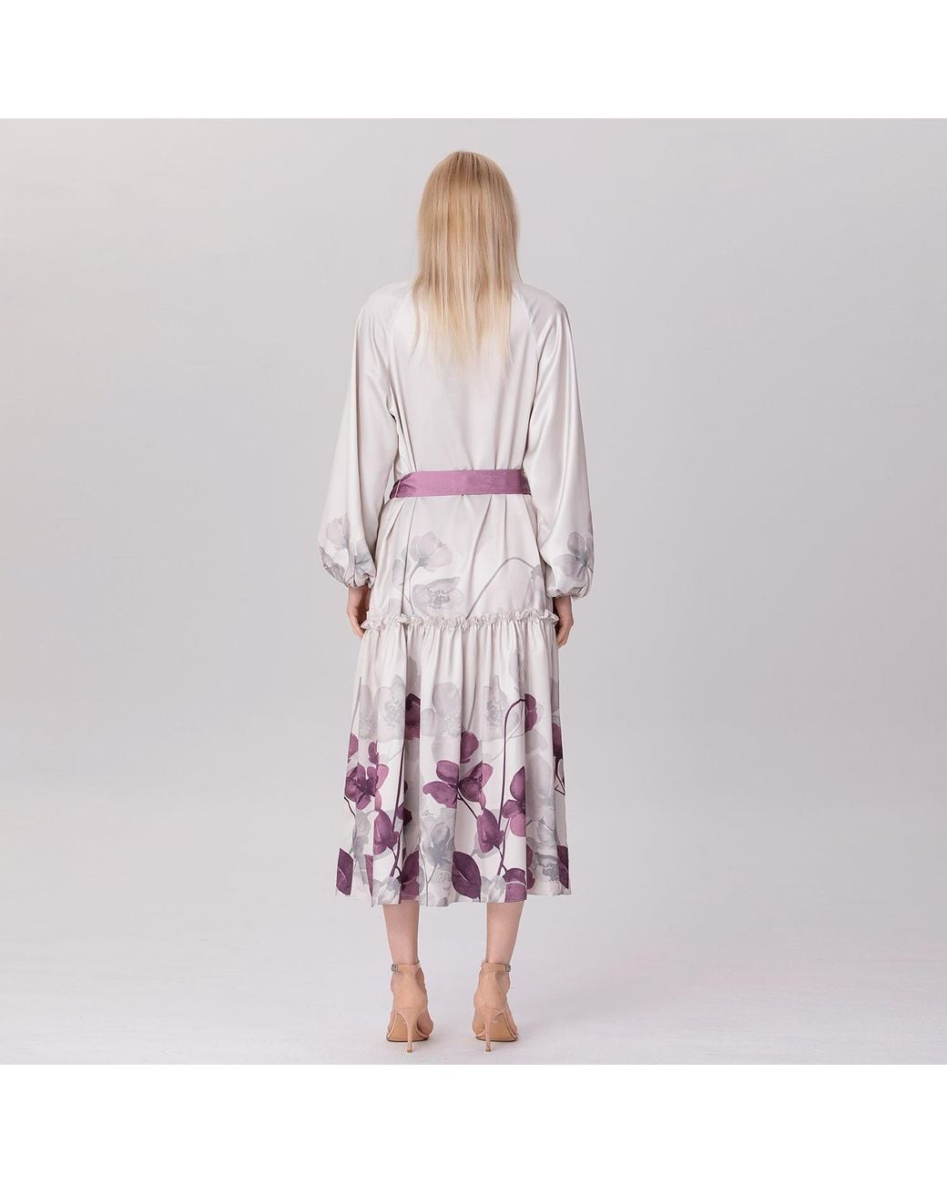 Smart and Joy White Placement Floral Print Blouse-Dress
