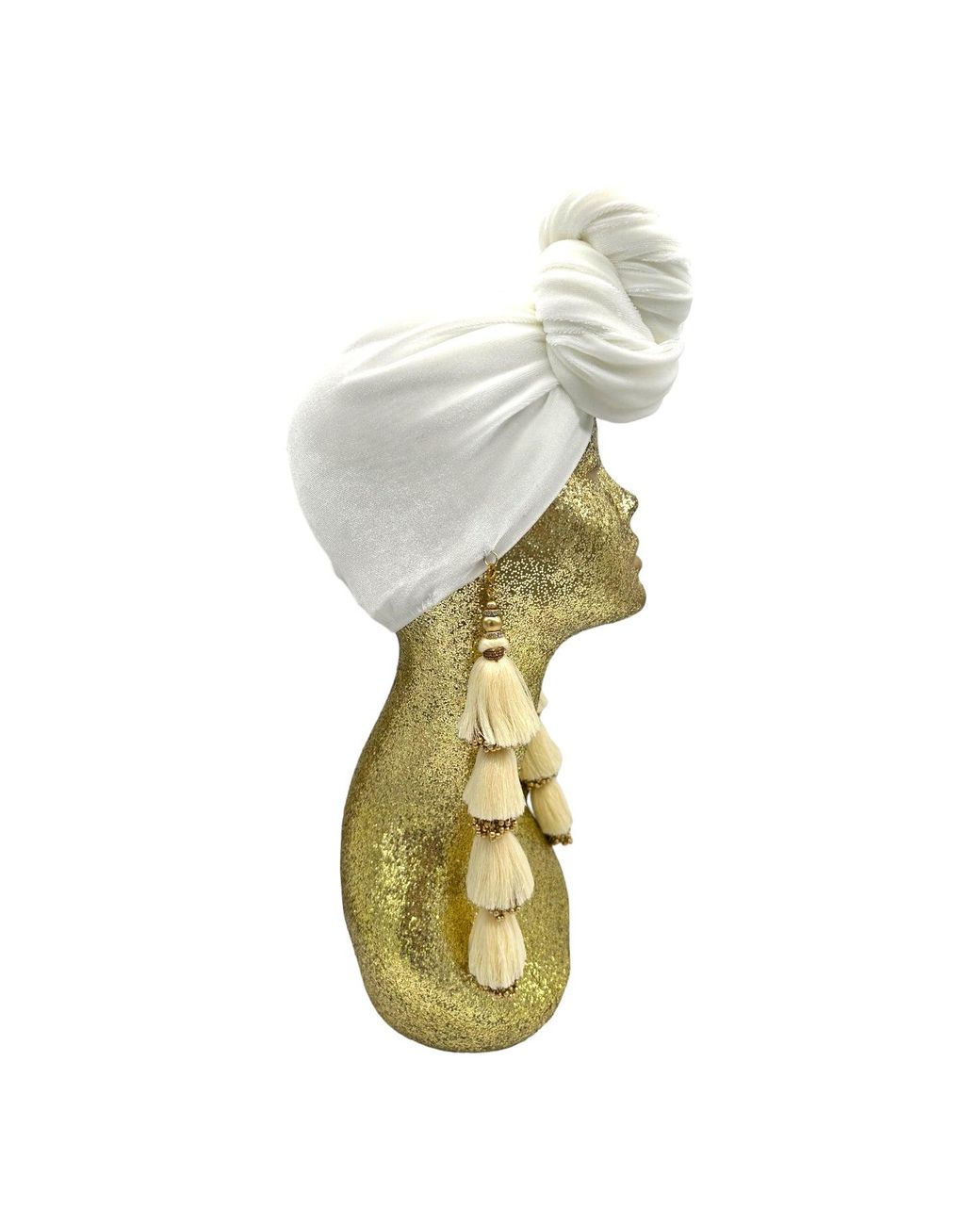 Julia Clancey Metallic Ivory & Pearl Poodle Dorado Turban