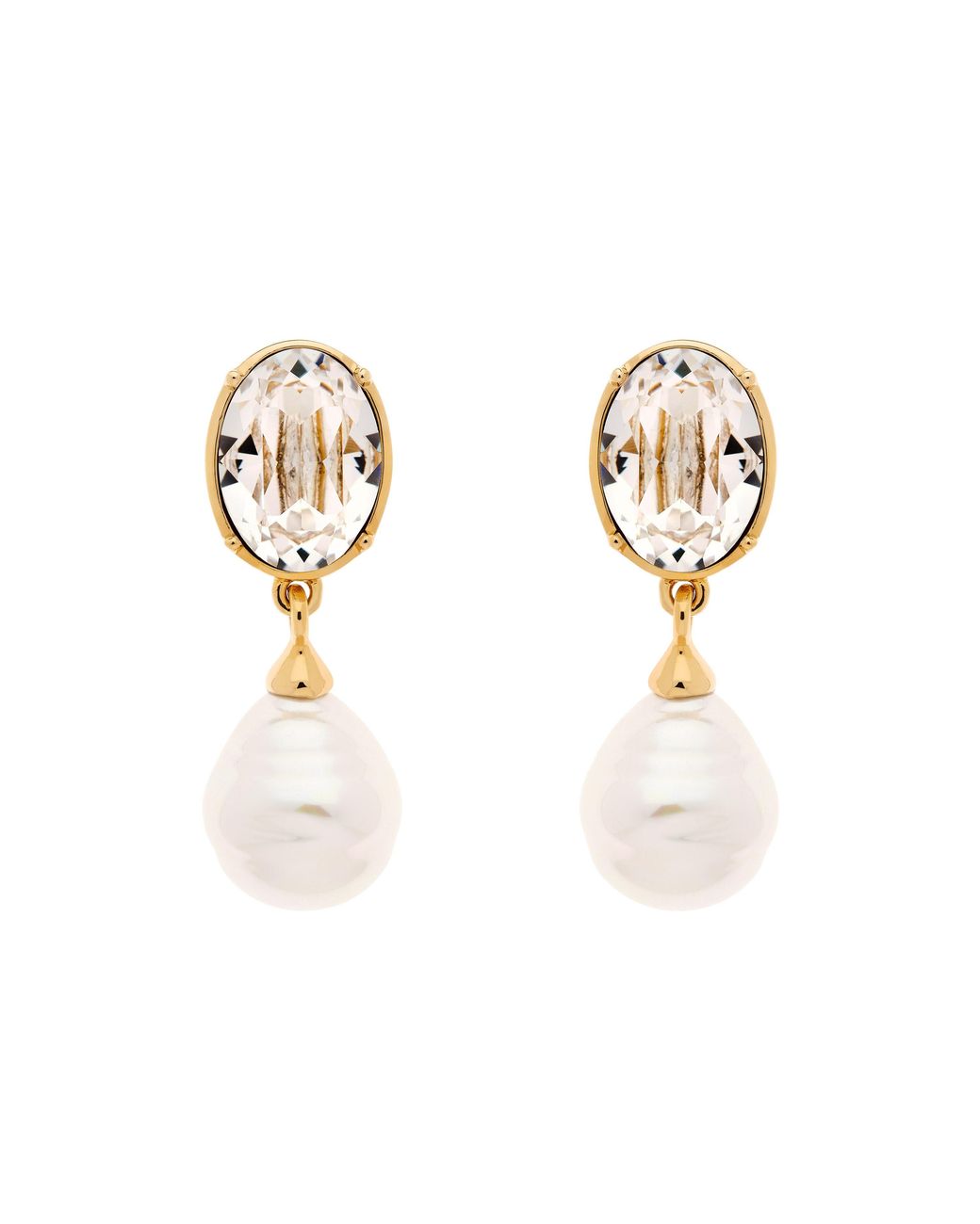 Emma Holland Jewellery Metallic Crystal & Baroque Pearl Statement Clip Earrings