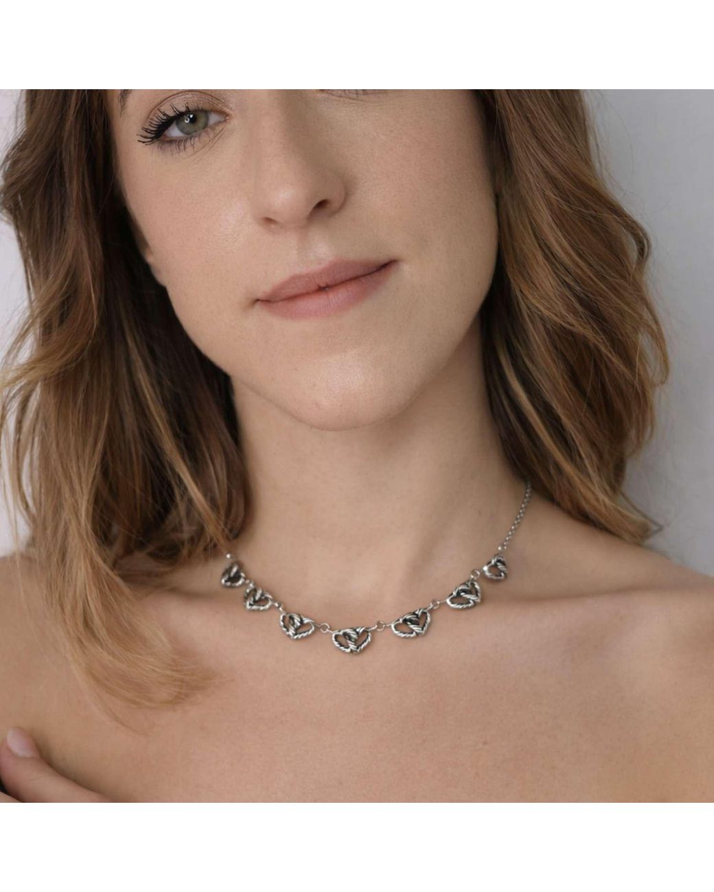 Unaloe Brown Sterling Necklace With Intertwined Hearts – Elegant Jewelry