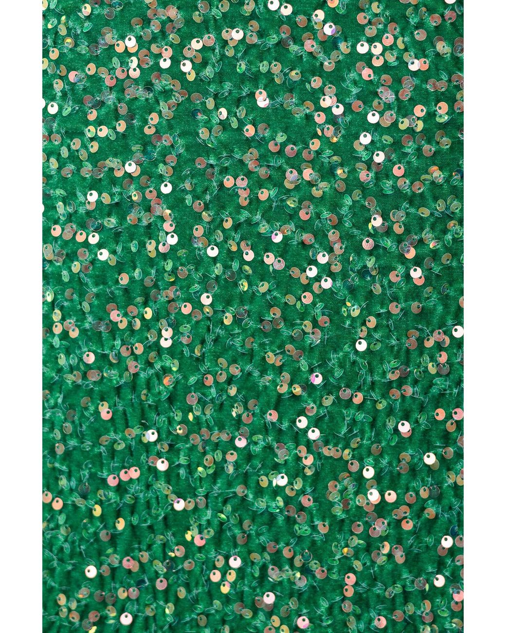 POST MERIDIEM Green Sequin Decorated Velvet Puff Sleeve Midi Dress